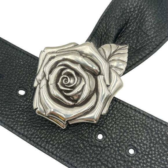 Brighton Black Leather Rose Buckle Belt main image 5